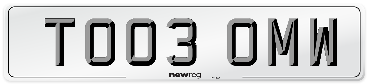 TO03 OMW Number Plate from New Reg